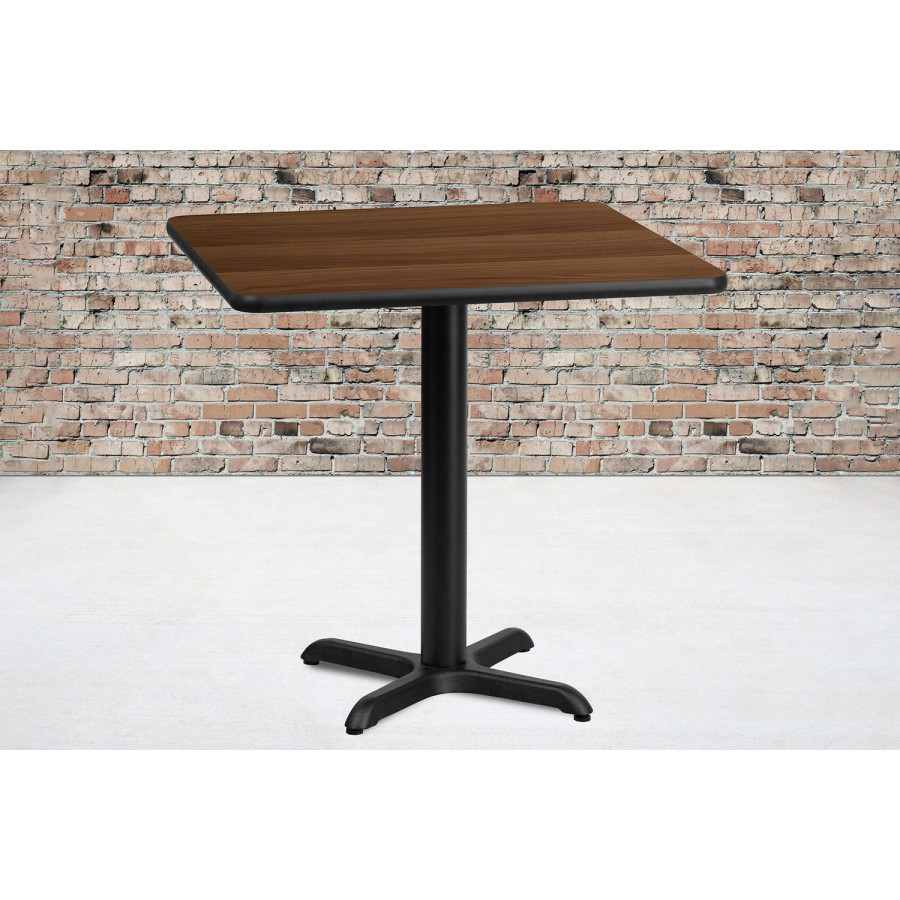 BLNK Square Table with 22'' x 22'' Base - Walnut, 24"W