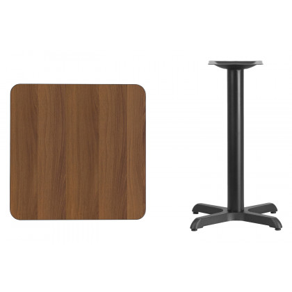 BLNK Square Table with 22'' x 22'' Base - Walnut, 24"W
