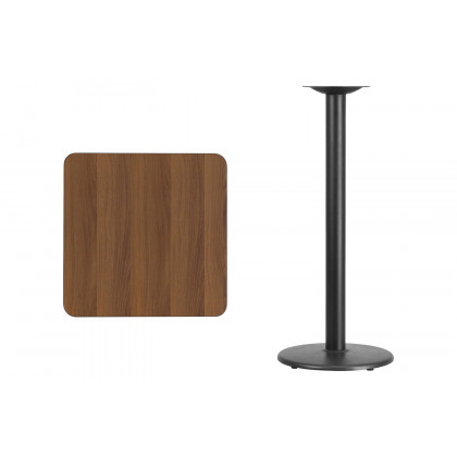 BLNK Square Bar Height Table with 18'' Round Base - Walnut, 24"W
