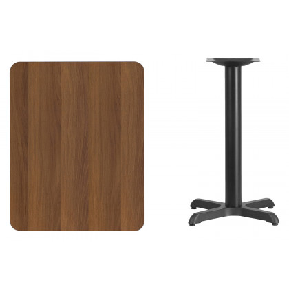 BLNK Rectangular Table with 22'' x 22'' Base - Walnut, 24"W x 30"L