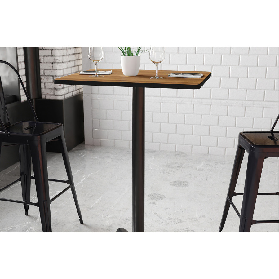 BLNK Rectangular Bar Height Table with 22'' x 22'' Base - Walnut, 24"W x 30"L