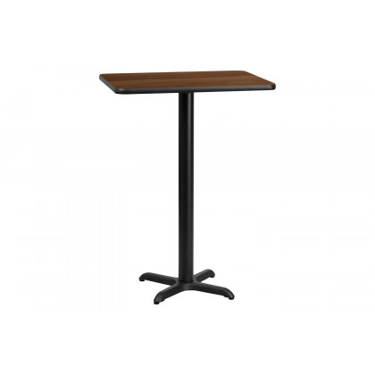 BLNK Rectangular Bar Height Table with 22'' x 22'' Base - Walnut, 24"W x 30"L