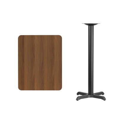 BLNK Rectangular Bar Height Table with 22'' x 22'' Base - Walnut, 24"W x 30"L