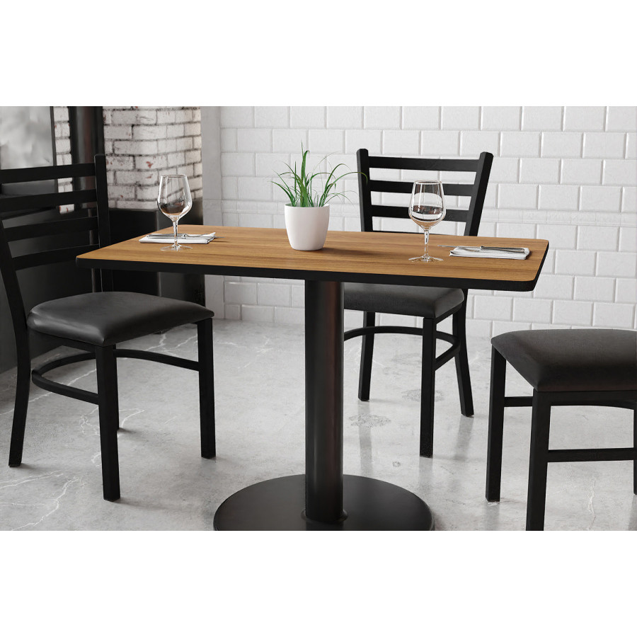 BLNK Rectangular Table with 24'' Round Base - Walnut, 24"W x 42"L