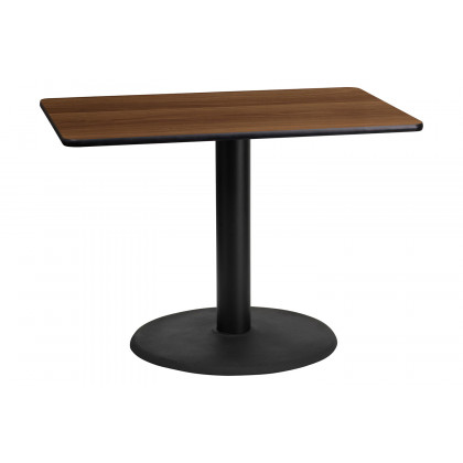 BLNK Rectangular Table with 24'' Round Base - Walnut, 24"W x 42"L