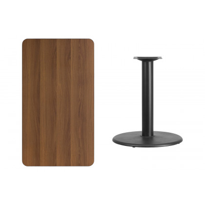 BLNK Rectangular Table with 24'' Round Base - Walnut, 24"W x 42"L