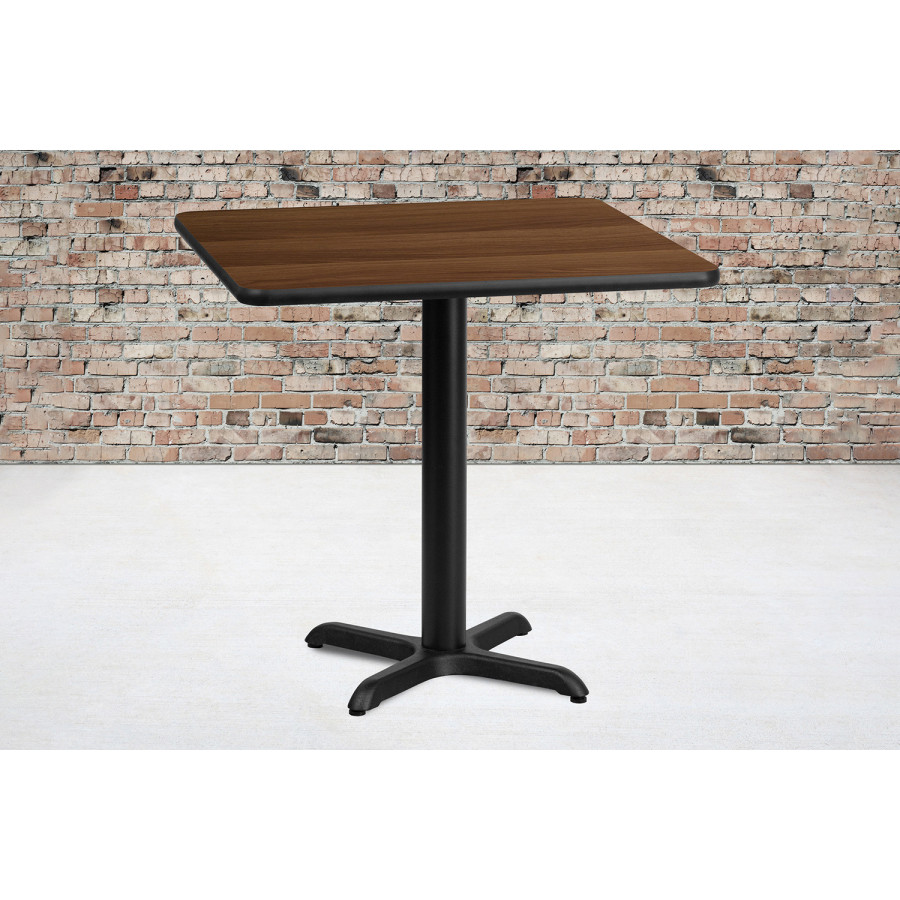 BLNK Square Table with 22'' x 22'' Base - Walnut, 30"W