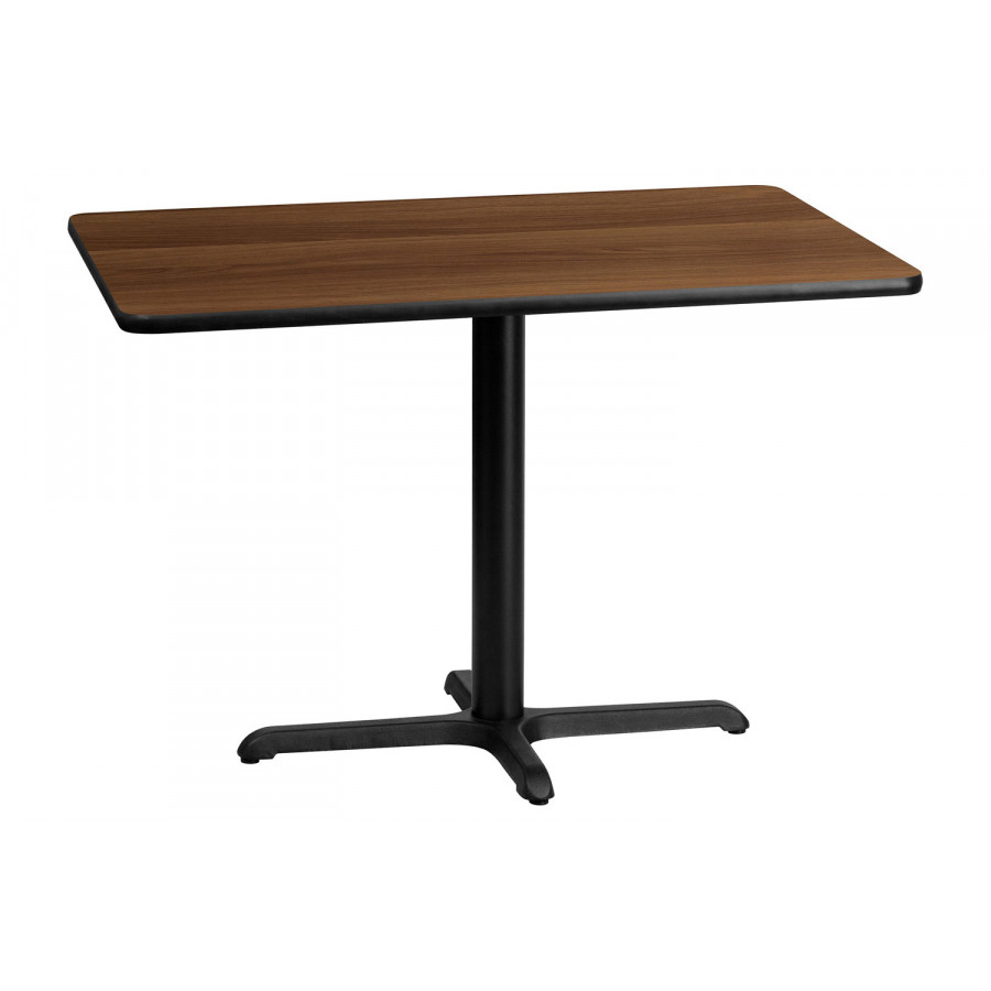 BLNK Rectangular Table with 23.5'' x 29.5'' Base - Walnut, 30"W x 42"L