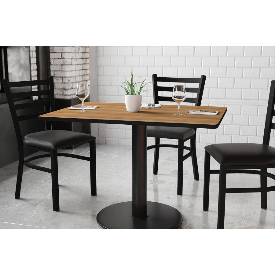 BLNK Rectangular Table with 24'' Round Base - Walnut, 30"W x 42"L