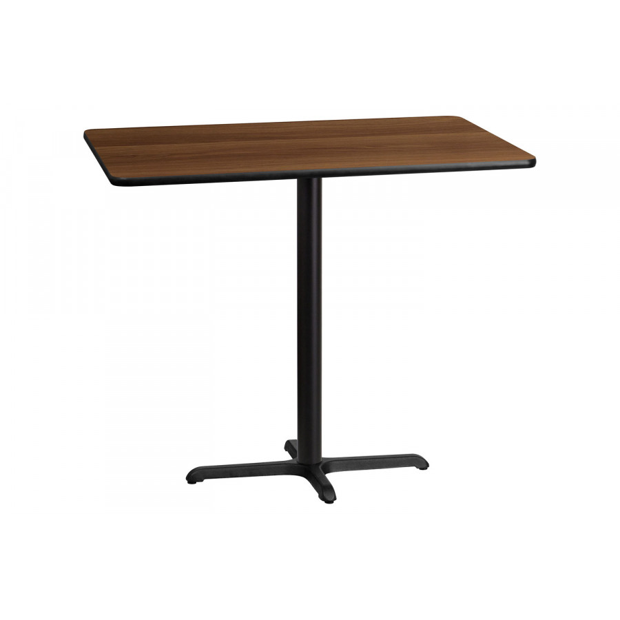 BLNK Rectangular Bar Height Table with 23.5'' x 29.5'' Base - Walnut, 30"W x 48"L