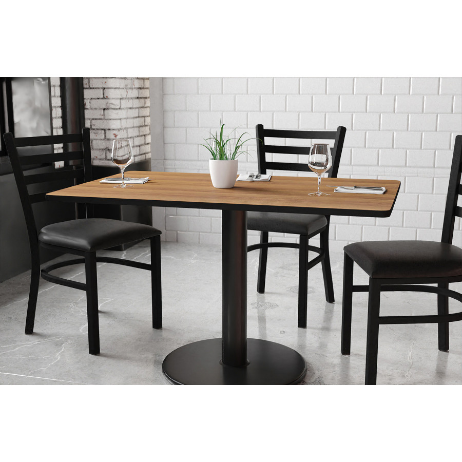 BLNK Rectangular Table with 24'' Round Base - Walnut, 30"W x 48"L
