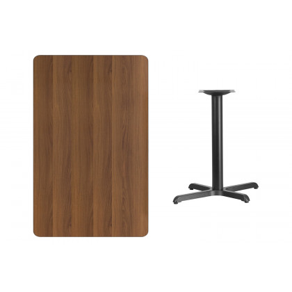 BLNK Rectangular Table with 24'' Round Base - Walnut, 30"W x 48"L
