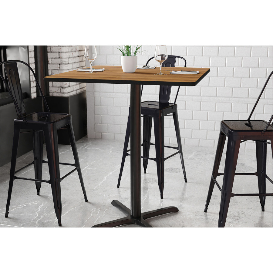 BLNK Square Bar Height Table with 30'' x 30'' Base - Walnut, 36"W