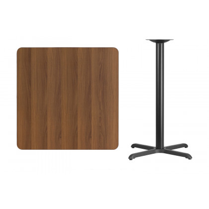 BLNK Square Bar Height Table with 30'' x 30'' Base - Walnut, 36"W