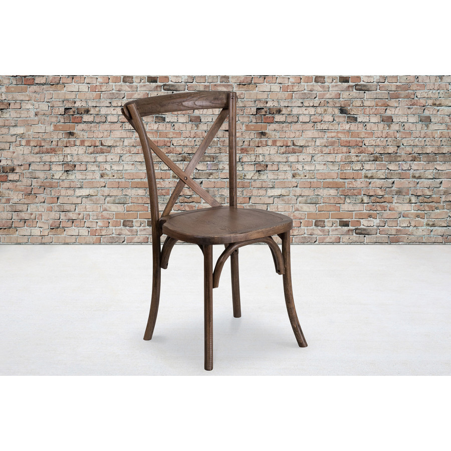 BLNK HERCULES Series Wood Stackable Cross Back Chair - Early American