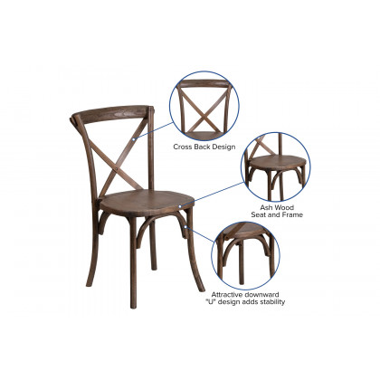 BLNK HERCULES Series Wood Stackable Cross Back Chair - Early American