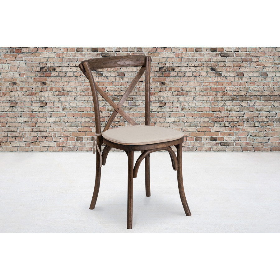 BLNK - HERCULES Series Wood Stackable Cross Back Chair with Cushion