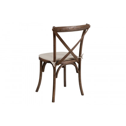 BLNK HERCULES Series Wood Stackable Cross Back Chair with Cushion - Early American
