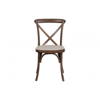 BLNK HERCULES Series Wood Stackable Cross Back Chair with Cushion - Early American