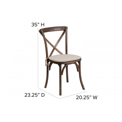BLNK HERCULES Series Wood Stackable Cross Back Chair with Cushion - Early American