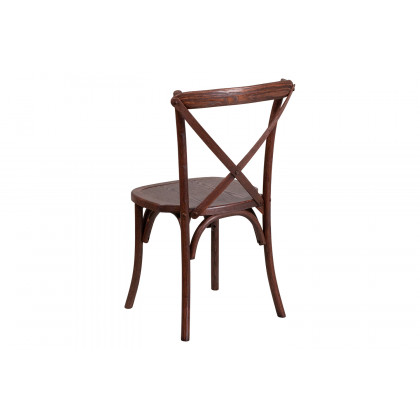 BLNK HERCULES Series Wood Stackable Cross Back Chair - Mahogany