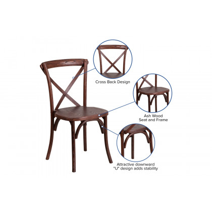 BLNK HERCULES Series Wood Stackable Cross Back Chair - Mahogany