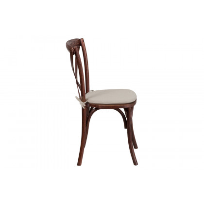 BLNK HERCULES Series Wood Stackable Cross Back Chair with Cushion - Mahogany