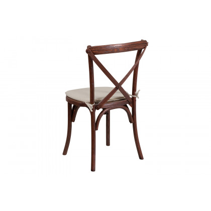BLNK HERCULES Series Wood Stackable Cross Back Chair with Cushion - Mahogany