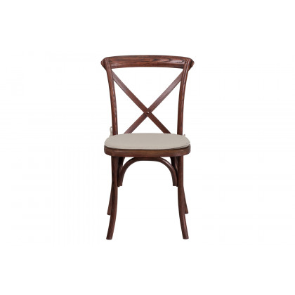 BLNK HERCULES Series Wood Stackable Cross Back Chair with Cushion - Mahogany