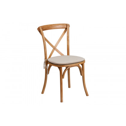 BLNK HERCULES Series Wood Stackable Cross Back Chair with Cushion - Oak