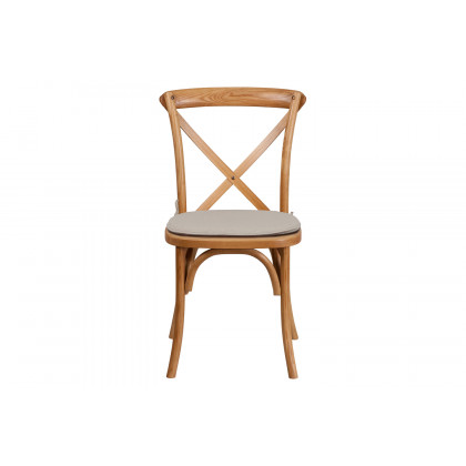 BLNK HERCULES Series Wood Stackable Cross Back Chair with Cushion - Oak