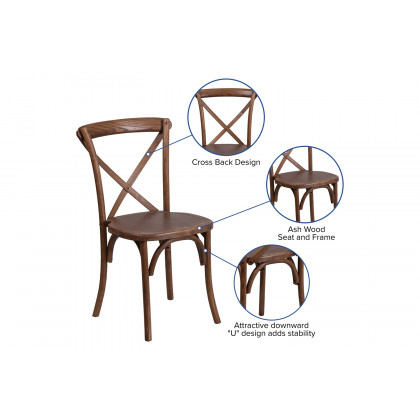 BLNK HERCULES Series Wood Stackable Cross Back Chair - Pecan