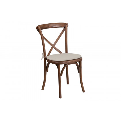 BLNK HERCULES Series Wood Stackable Cross Back Chair with Cushion - Pecan