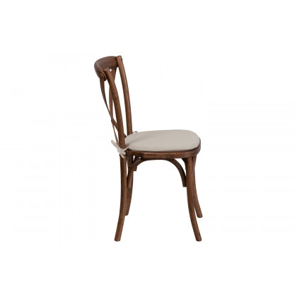 BLNK HERCULES Series Wood Stackable Cross Back Chair with Cushion - Pecan