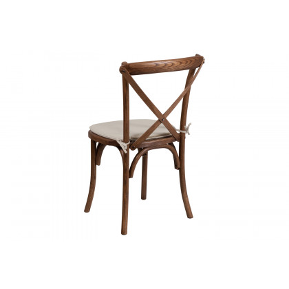 BLNK HERCULES Series Wood Stackable Cross Back Chair with Cushion - Pecan
