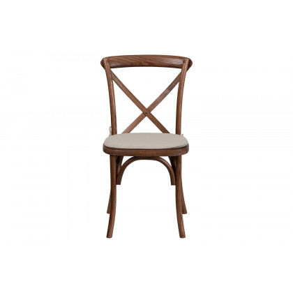BLNK HERCULES Series Wood Stackable Cross Back Chair with Cushion - Pecan