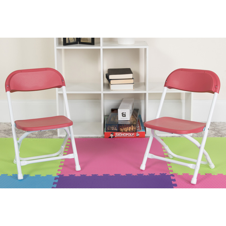 BLNK Timmy Kids Plastic Folding Chair - Burgundy