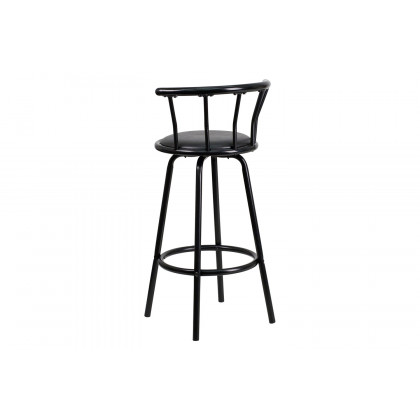 BLNK - Charla Black Metal Crown Back Bar Stool with Black Vinyl Swivel Seat
