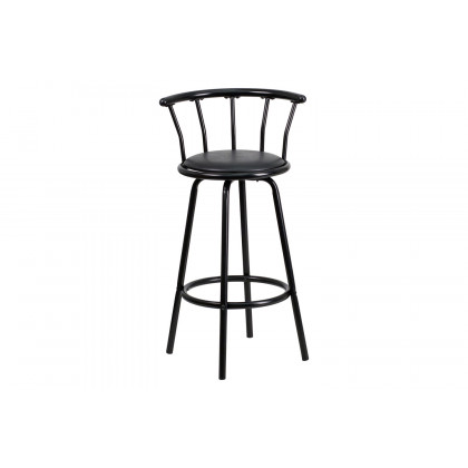 BLNK - Charla Black Metal Crown Back Bar Stool with Black Vinyl Swivel Seat