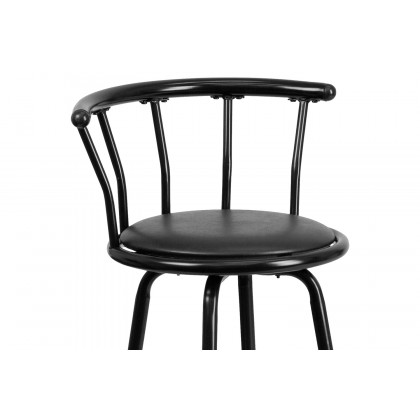 BLNK - Charla Black Metal Crown Back Bar Stool with Black Vinyl Swivel Seat
