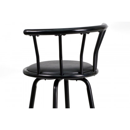 BLNK - Charla Black Metal Crown Back Bar Stool with Black Vinyl Swivel Seat