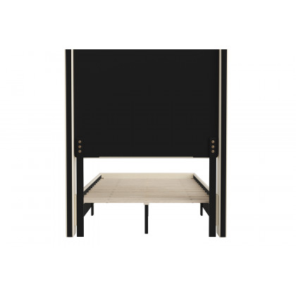 BLNK Quinn Upholstered Platform Bed with Channel Stitched Wingback Headboard - Beige, Twin Size