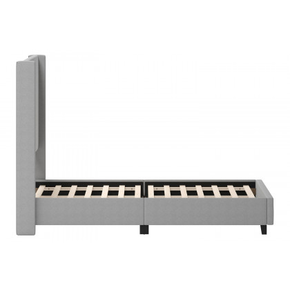 BLNK Quinn Upholstered Platform Bed with Channel Stitched Wingback Headboard - Gray, King Size
