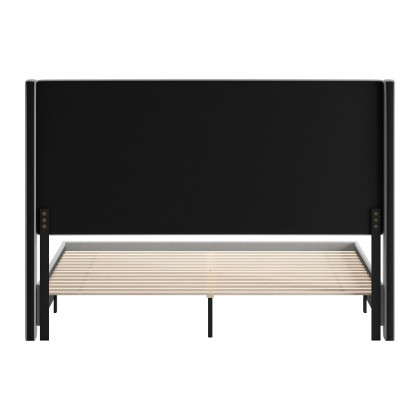 BLNK Quinn Upholstered Platform Bed with Channel Stitched Wingback Headboard - Gray, King Size