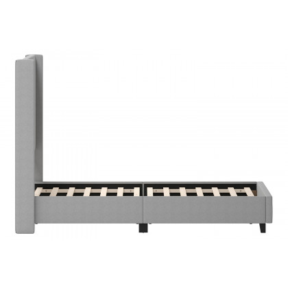 BLNK Quinn Upholstered Platform Bed with Channel Stitched Wingback Headboard - Gray, Queen Size