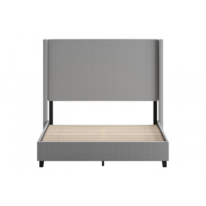 BLNK Quinn Upholstered Platform Bed with Channel Stitched Wingback Headboard - Gray, Queen Size