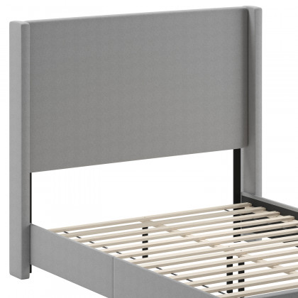 BLNK Quinn Upholstered Platform Bed with Channel Stitched Wingback Headboard - Gray, Queen Size