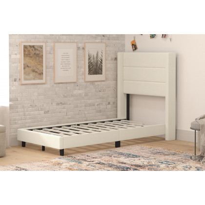 BLNK Hollis Upholstered Platform Bed with Wingback Headboard - Beige, Twin Size