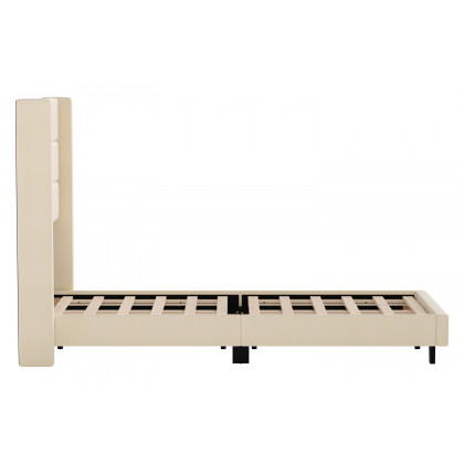 BLNK Hollis Upholstered Platform Bed with Wingback Headboard - Beige, Twin Size
