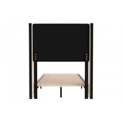 BLNK Hollis Upholstered Platform Bed with Wingback Headboard - Beige, Twin Size